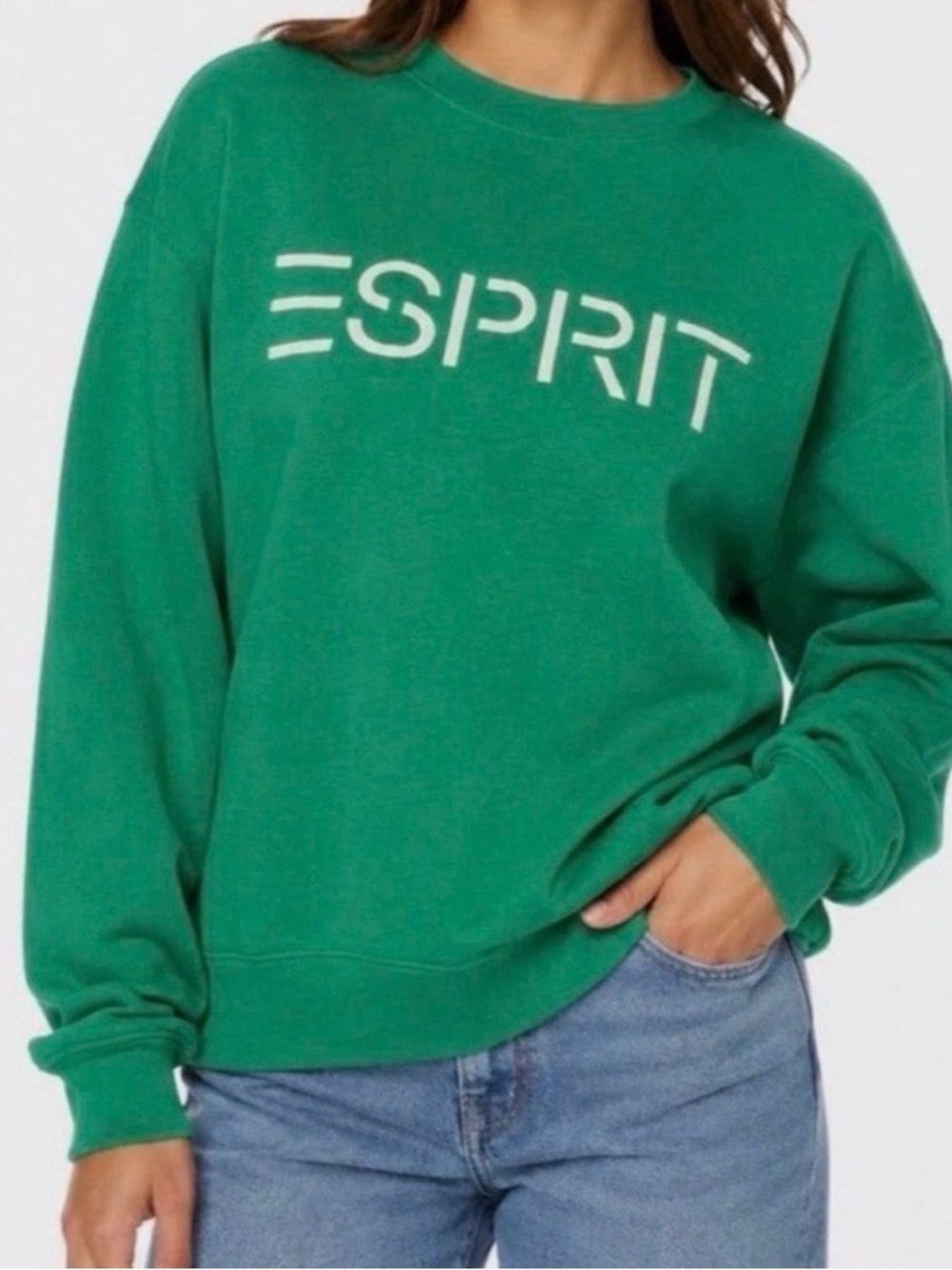 Esprit Green Crewneck Sweatshirt with White Logo
